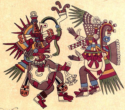 quetzalcoatl con Tezcatlipoca codex Borbonicus